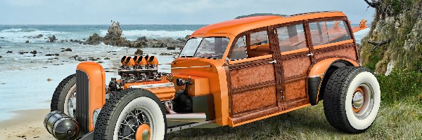 Samochód, Hot Rod, Składak, Woodie Samochody 3D, Nadwozie