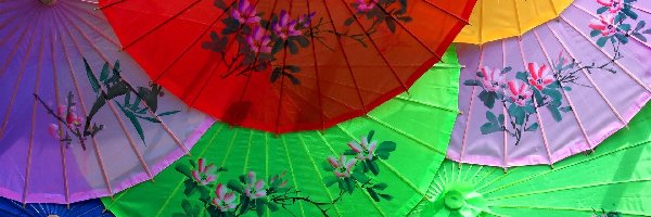 Parasolki, Kwiatuszki, Kolorowe, Japońskie