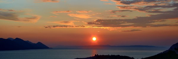 Wschód słońca, Niebo, Morze, Chorwacja