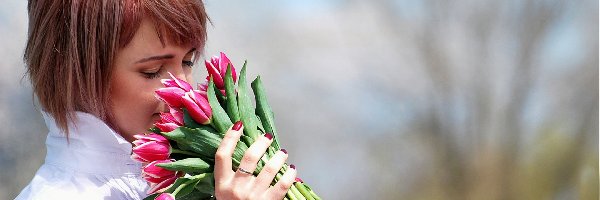 Tulipany, Kobieta, Piękna