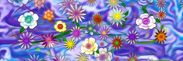 Kwiaty, Kolorowe tło, Grafika
