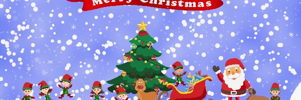 Boże Narodzenie, Dzieci, Mikołaj, Choinka, Zima