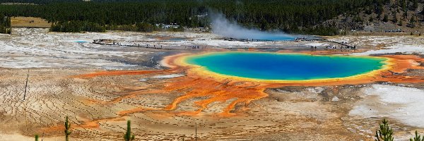 Jezioro, Źródła, Grand Prismatic Spring, Stany Zjednoczone, Gorące, Park Narodowy Yellowstone
