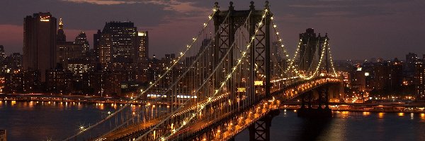 Noc, Most, Brooklyn, York, Nowy, Miasta, Panorama