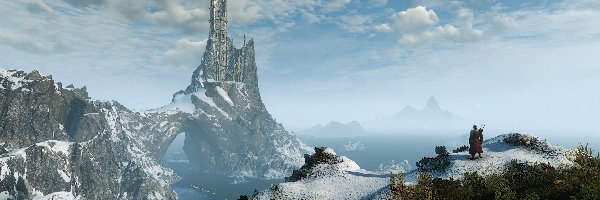 Góry, Wiedźmin 3 Dziki Gon, Geralt, Zamek, The Witcher 3 Wild Hunt, Gra