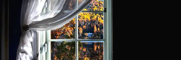 Okno, Jesień, Krajobraz, Wnętrze
