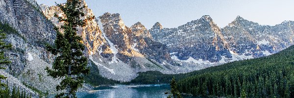 Kanada, Góry, Park Narodowy Banff, Las, Jezioro Moraine Lake