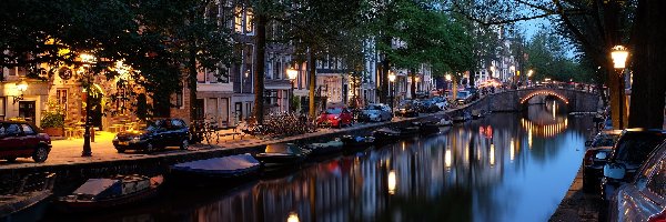 Domy, Most, Kanał, Holandia, Amsterdam