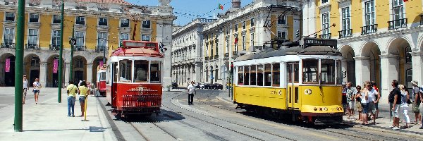 Lizbona, Miasta, Fragment, Tramwaje, Kamienice