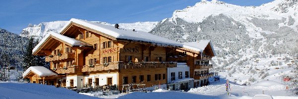 Zima, Hotel, Góry, Szwajcaria