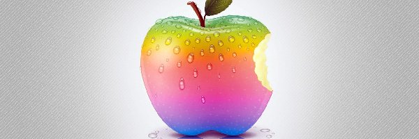 Tęczowe, Apple, Logo, Jabłko, Wody, Krople