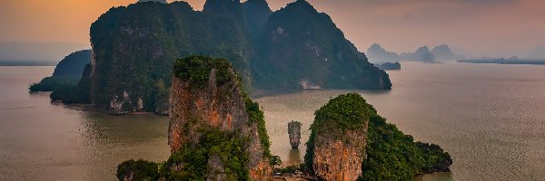 Tajlandia, Wyspy, Lasy, Skały, Góry, Morze Andamańskie, Zatoka Phang Nga