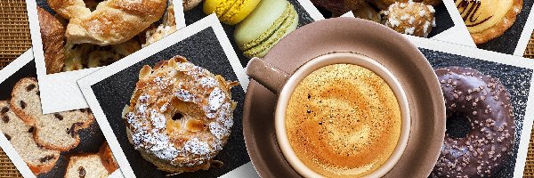 Kubek, Cappuccino, Kawa, Ciastka, Zdjęcia