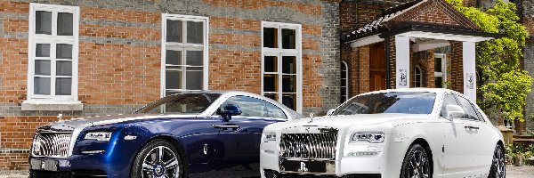 Niebieski, Biały, Rolls-Royce Ghost, Budynek, Rolls-Royce Wraith