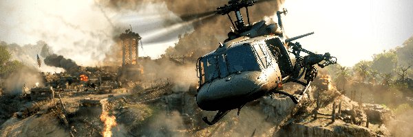 Ogień, Gra, Call of Duty Black Ops Cold War, Helikopter, Ruiny