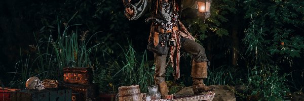 Jack Sparrow, Piraci z Karaibów, Pirat, Pirates of the Caribbean, Cosplayer, Film, Latarnia, Łódka