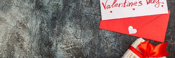 Walentynki, Napis, Kartka, Prezent, Happy Valentines Day