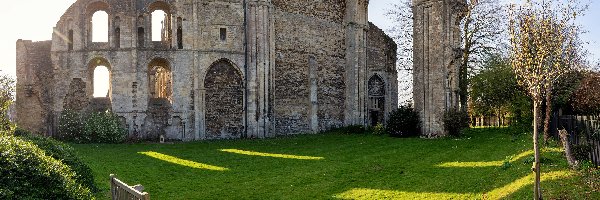 Ławka, Ruiny, Kościół, Malmesbury, Anglia, Trawa, Malmesbury Abbey