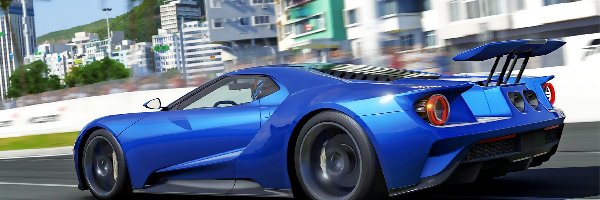 Bok, Ford GT, Niebieski, Tył, Forza Motorsport 6, Gra
