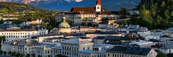 Klasztor, Domy, Austria, Salzburg, Kościół, Opactwo Nonnberg, Domy, Góry