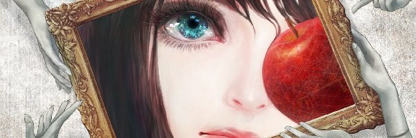 Jabłko, Dziewczyna, Oko, Dłonie 2D, Obraz, Ramka