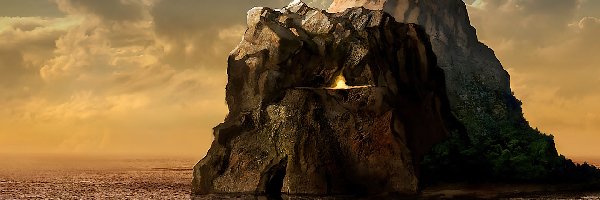 Tomb Raider Anniversary, skała, morze