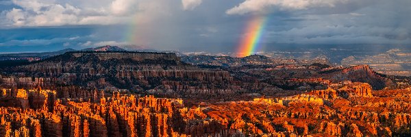 Stan Utah, Skały, Park Narodowy Bryce Canyon, Stany Zjednoczone, Tęcza, Kanion