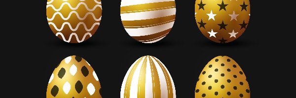 Wielkanoc, Złote, Kolorowe, 2D, Jajka