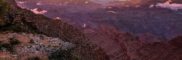 Zachód słońca, Park Narodowy Wielkiego Kanionu, Kaniony, Stany Zjednoczone, Arizona
