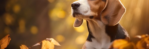 Beagle, Jesień, Liście, Pies