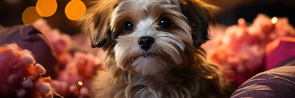 Pies, Pyszczek, Yorkshire terrier, Tkaniny, Kolorowe