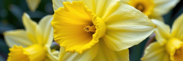Żółte, Zbliżenie, Narcyzy żonkile, Kwiaty