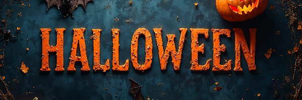 Halloween, Napis, Dynie, AI, Nietoperze
