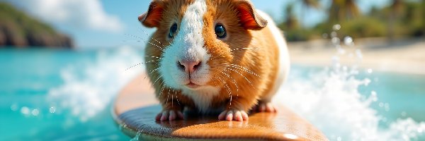 Świnka morska, Surfingowa, Deska, AI, Morze