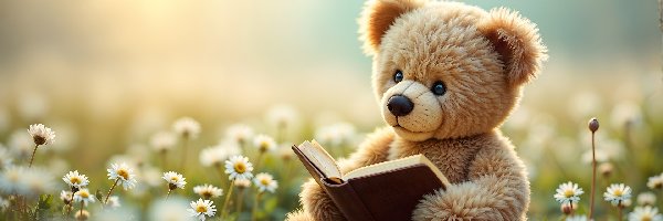 Książka, Pluszowy, Miś