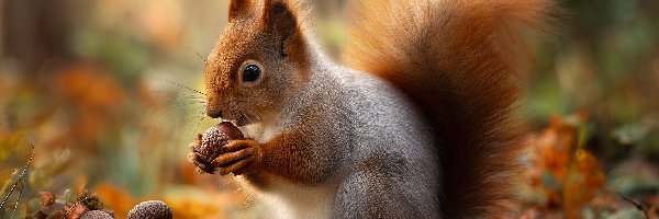 Żołędzie, AI, Grafika, Wiewiórka