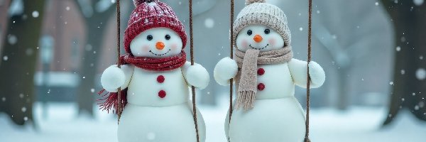 Bałwanki, Grafika AI, Zima, Dwa