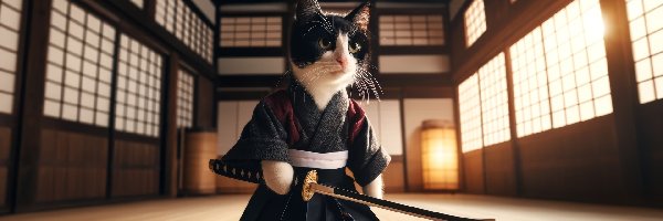 Strój, Katana, Samuraj, Kot