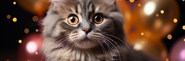 Kot, Oczy, Duże, Puszysty