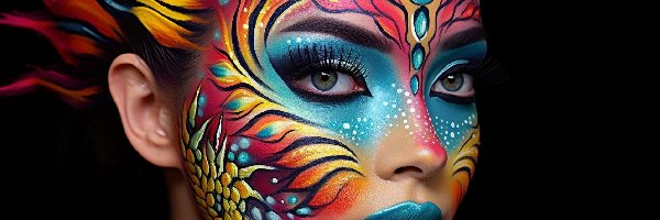Kobieta, Grafika AI, Twarz, Bodypainting