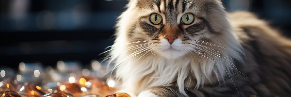 Kot, Puszysty, Szaro-biały