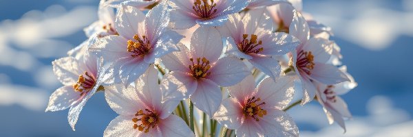 Wazon, Kwiaty, Biało-różowe