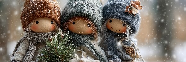 Lalki, Grafika AI, Ubranka, Trzy