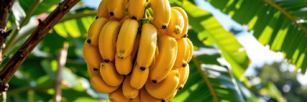 Banany, Gałąź, Owoce, Grafika AI, Liście