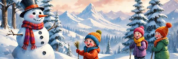 Zima, Dzieci, Bałwan