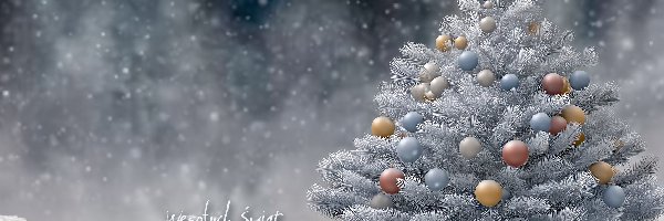 Boże Narodzenie, Bombki, Choinka, Grafika AI, Życzenia