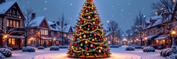 Choinka, Grafika AI, Domy, Boże Narodzenie