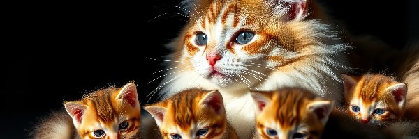 Rude, Grafika AI, Kocięta, Kot