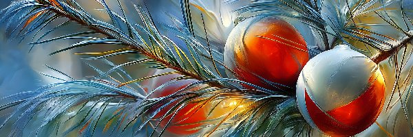 Bombki, Grafika AI, Gałązki, Boże Narodzenie