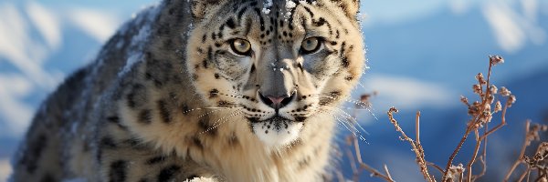 Spojrzenie, Grafika AI, Zima, Irbis